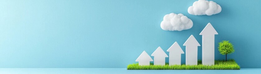 Growth Concept with Arrows and Nature Elements