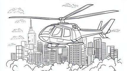 Helicopter Flying Above Cityscape