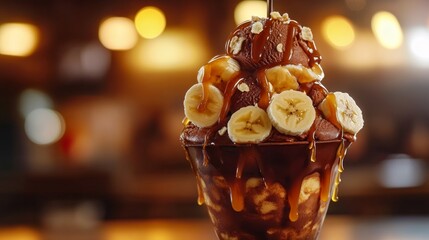 Fototapeta premium melting banana chocolate ice cream