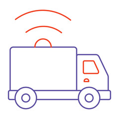Vector icon for Delivery Truck with Wireless Signal. Hand-drawn icon showing a truck with a wireless signal representing connected delivery.