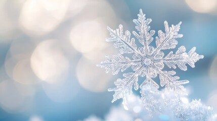 Silver snowflake charm transforming into flurry of real snowflakes.