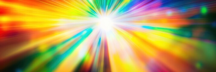 Abstract light rays, prismatic colors, vibrant spectrum, lens flare effect, bokeh lights, rainbow hues, dynamic light streaks, cosmic energy, ethereal glow, diffraction pattern, kaleidoscopic refracti