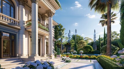 Obraz premium Classical Mansion with Lush Garden