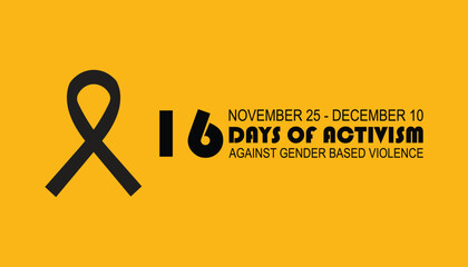16 Days of Activism against gender based violence is observed every year on November. Medical Healthcare Awareness concept. background, placard, banner template Vector illustration design.