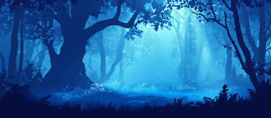 blue forest tree silhouette parallax background, Ai generated images