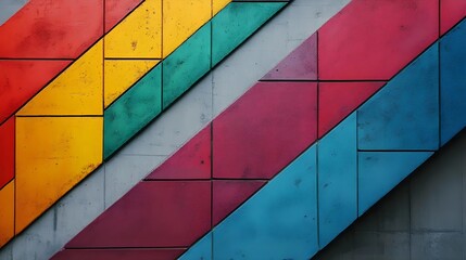 Colorful geometric design with textured patterns