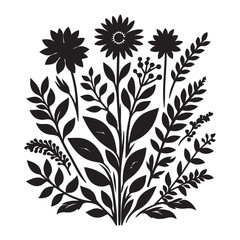 Fototapeta premium flower plant. black shape silhouette vector design