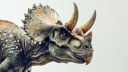 A close-up of a dinosaur's face