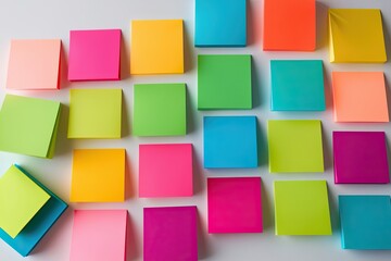 Vibrant Sticky Note Assortment on Clean White Background