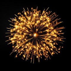 Bright golden fireworks exploding in the night sky, creating a beautiful display of light and color against a dark background.