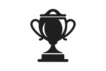 Trophy cup icon, victory cup vector, trophy silhouette