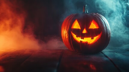 Obraz premium Halloween pumpkin with copy space. Festive Halloween background