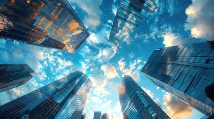 Singapore modern skyline buildings commercial business cityscape at The marina bay near the river of Singapore.