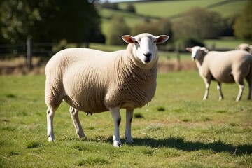 Obraz premium Vibrant Sheep Life in the Countryside Captured Through Expressive Visuals