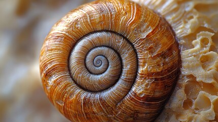 Macro Closeup of Snail Shell with Spiral Pattern and Texture