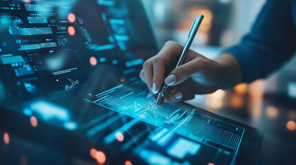 Hand signing on e-document for approval of software licenses and agreements.