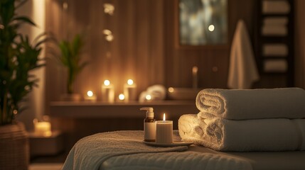 Spa and massage rooms decorated with candlelight for relaxation