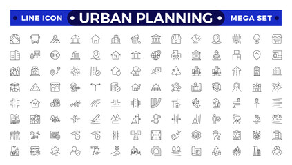 Urban planning Outline icons. City development, smart city infrastructure.plan,urban,dearchitecture,city,construction,building.