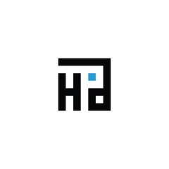 Letter H and a square, unique geometric symbol simple logo vector