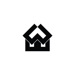 Letter W and W home geometric symbol simple logo vector