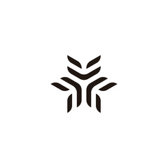 Letter Y leaves geometric symbol simple logo vector