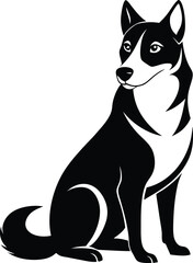 Sitting Dog Silhouette - Canine Illustration in Black and White