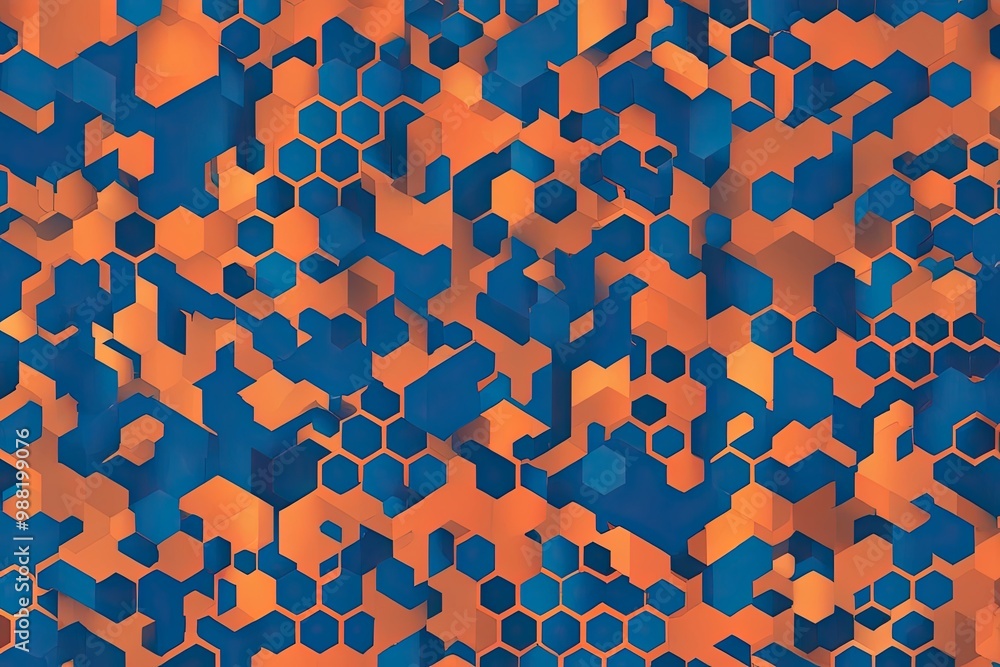 Poster vivid blue hexagonal pattern abstract background for design use