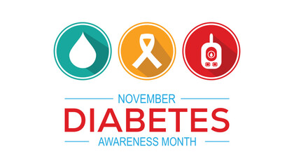 National Diabetes awareness month is observed every year on November. Medical Healthcare Awareness concept. background, placard, banner template Vector illustration design.