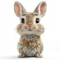 Obraz premium Cute 3D Cartoon Rabbit Character Full Body Render