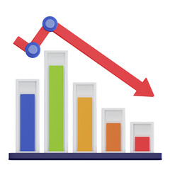 White Graph Down Stats 3d icon