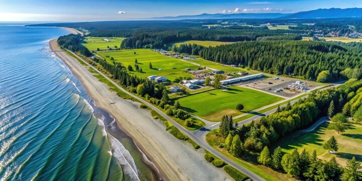 Aerial view of Marlyn Nelson County Park in Sequim, Washington