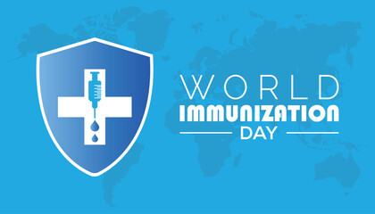Fototapeta premium World Immunization day is observed every year on November. Medical Healthcare Awareness concept. background, placard, banner template Vector illustration design.