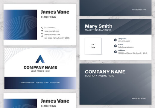 Gradient Blue and White Business Card 