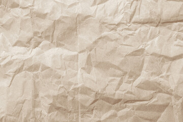 Old paper vintage texture surface for background. Recycle pale brown paper crumpled texture, Cream color recycled kraft paper texture blank with copy space for text.