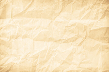 Old paper vintage texture surface for background. Recycle pale brown paper crumpled texture, Cream color recycled kraft paper texture blank with copy space for text.