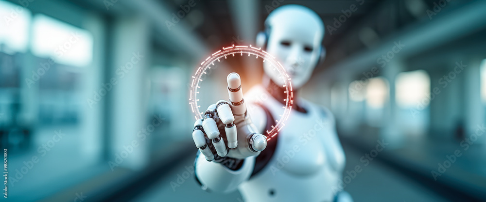 Poster Artificial Intelligence Robot Interacting with Digital Interface