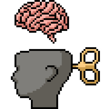 pixel art of brain idea symbol