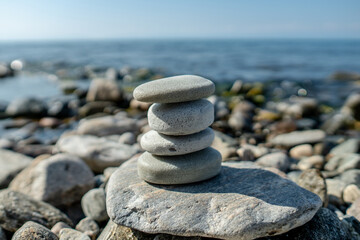 Handmade craft soap in the shape of stones on the seashore or lake. The image of organic cosmetics in the natural environment