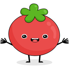 Cute Red Tomato Character Illustration – Funny Vegetable Mascot, Cartoon Food Icon, Kawaii Tomato Clipart, Fresh Organic Fruit Vector Art