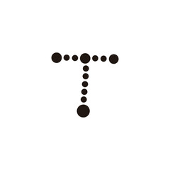 Letter T dots, route geometric symbol simple logo vector