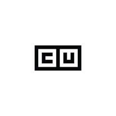 Letter C U square frame geometric symbol simple logo vector