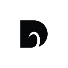 Letter D wave, geometric symbol simple logo vector