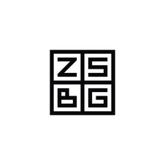 Letter z, s, B and G in window, square geometric symbol simple logo vector