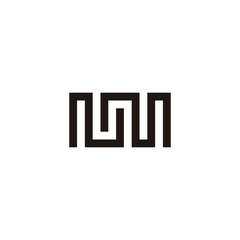 Letter NM square line geometric symbol simple logo vector
