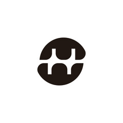 Letter m w curve, leaf geometric symbol simple logo vector