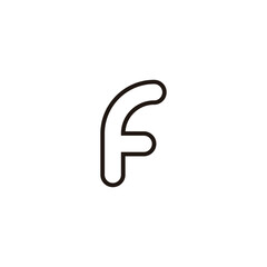 Letter F curve, linear geometric symbol simple logo vector