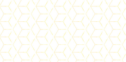 Emboss seamless pattern with square gold cube line hexagon tile and cube grid mosaic honeycomb diamond triangle structure shape isometric block wallpaper.	
