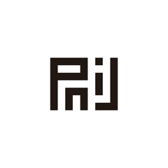 Letter P, n, i and J square geometric symbol simple logo vector