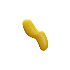Yellow confetti scribble shape 3D plastic doodle icon, party popper, glossy serpentine, curve line and squiggle decor