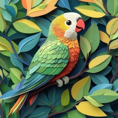 Fototapeta premium Quaker Parrot, green bird, small parrot, pet bird, bird bonding, social bird, vocal bird, bird care, friendly parrot, curious bird